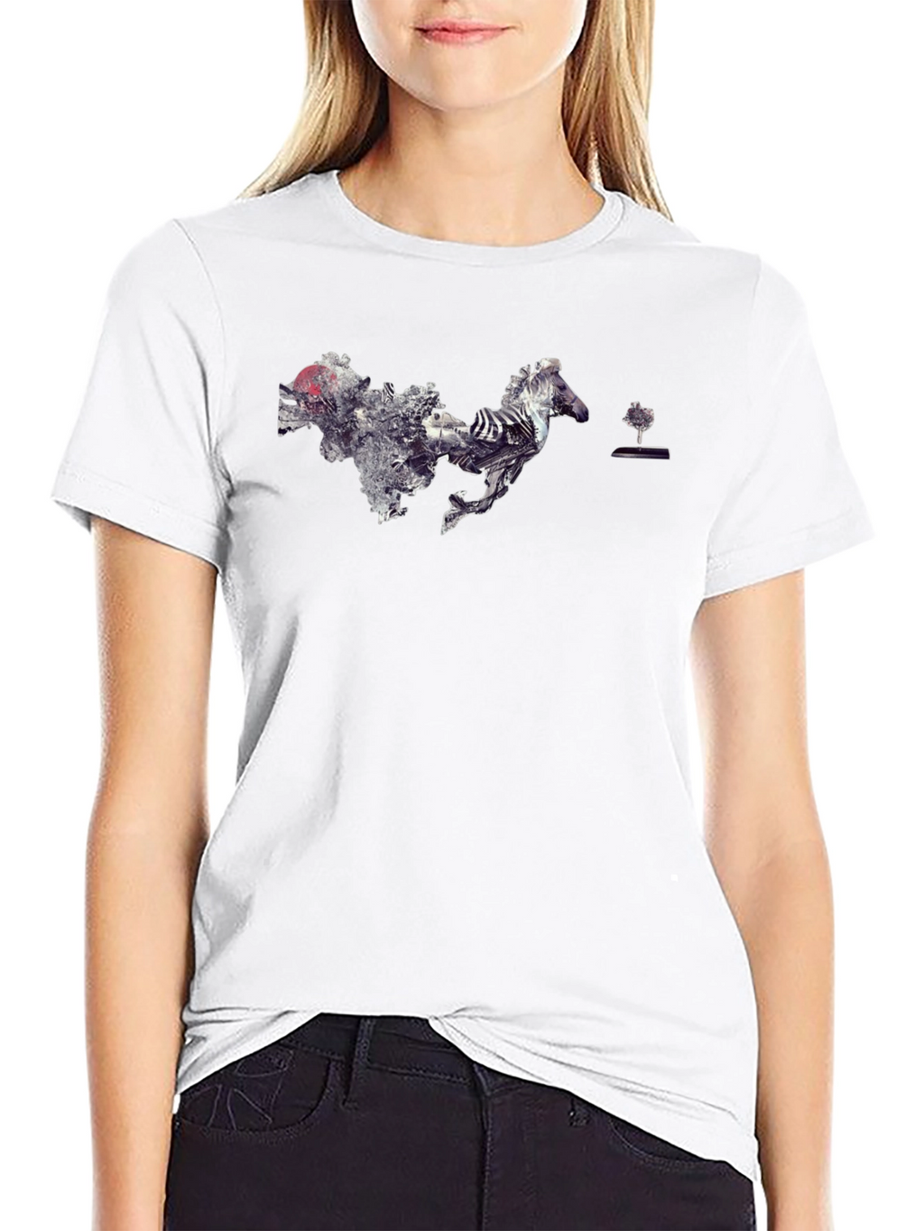 Abstract Horse Graphic Tee - Mens Black T-Shirt