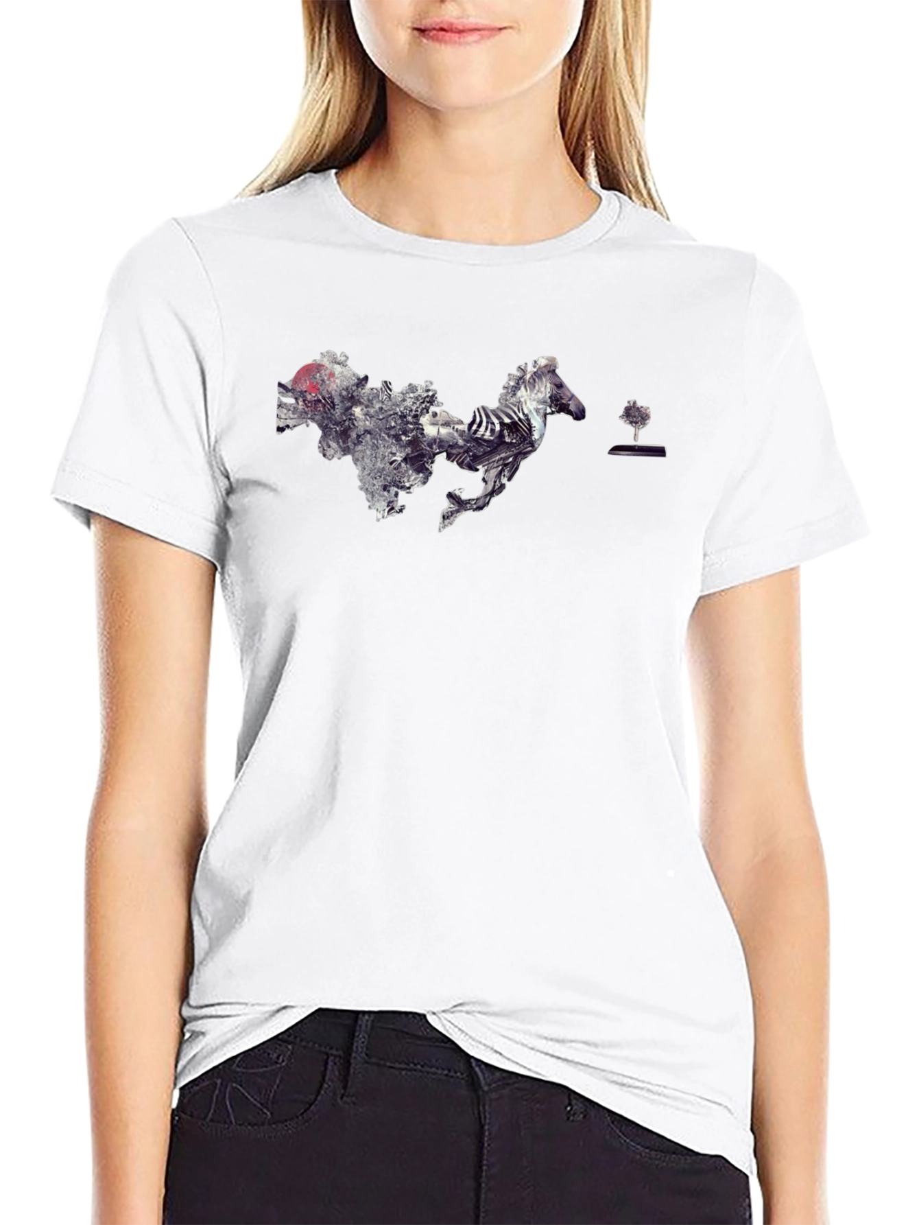 Abstract Horse Graphic Tee - Mens Black T-Shirt