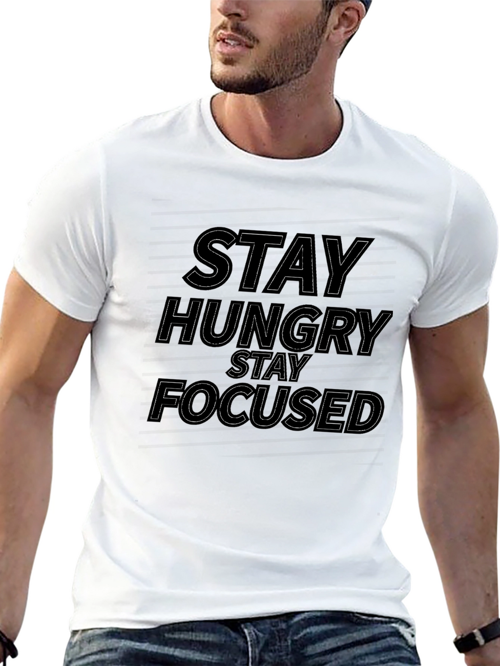 Stay Hungry Stay Focused Black Graphic Tee