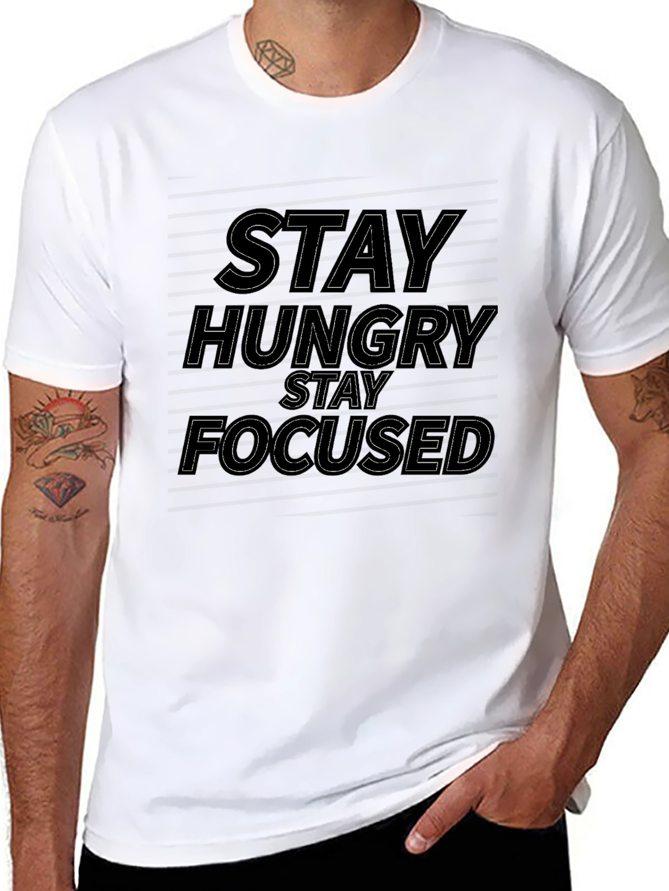 Stay Hungry Stay Focused Black Graphic Tee