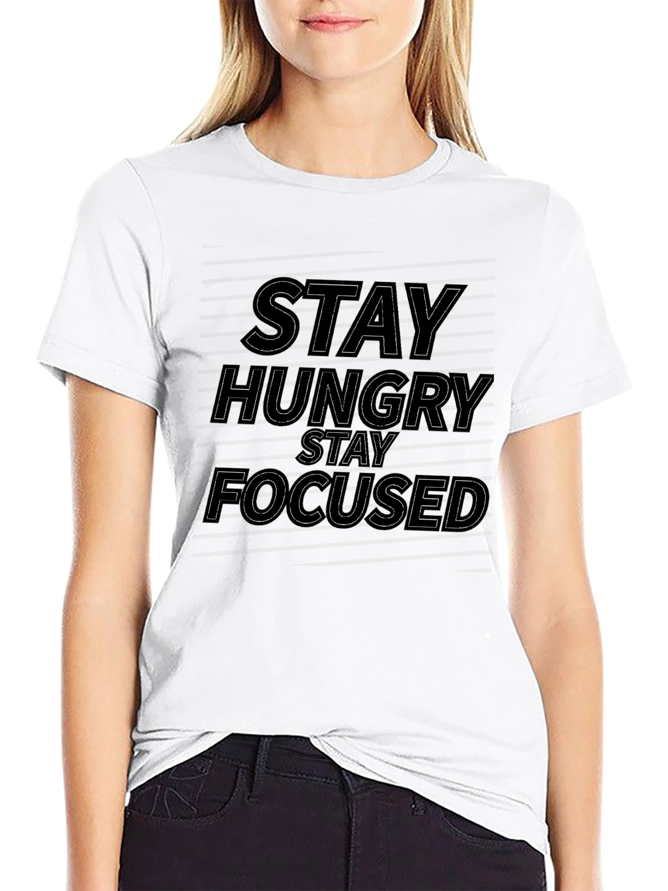 Stay Hungry Stay Focused Black Graphic Tee