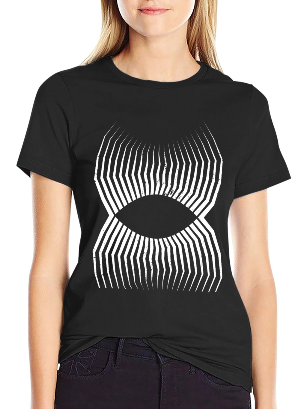 Geometric Eye Graphic Black T-Shirt