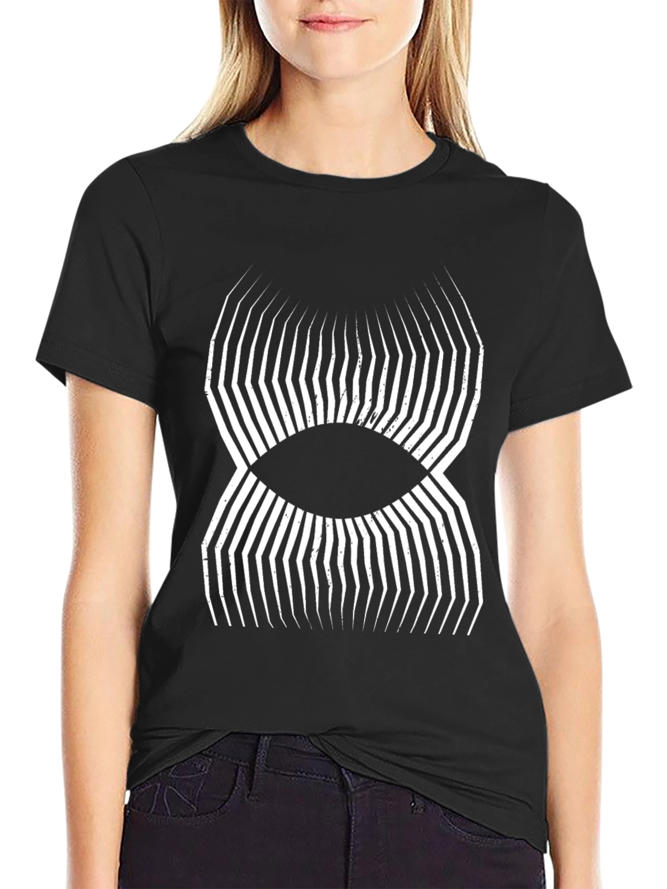 Geometric Eye Graphic Black T-Shirt