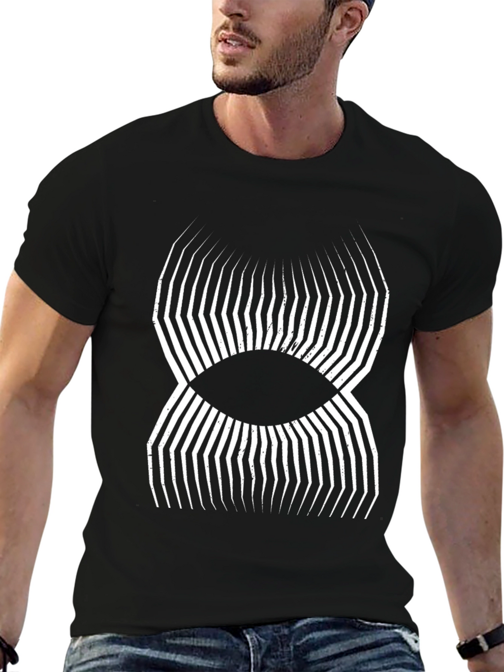 Geometric Eye Graphic Black T-Shirt