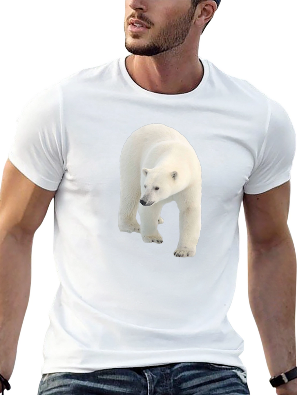 Polar Bear Graphic Black Tee - Eco Friendly