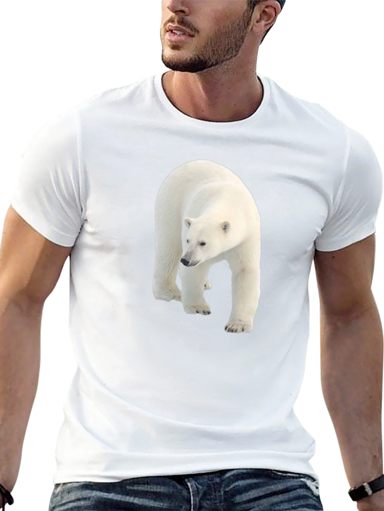 Polar Bear Graphic Black Tee - Eco Friendly