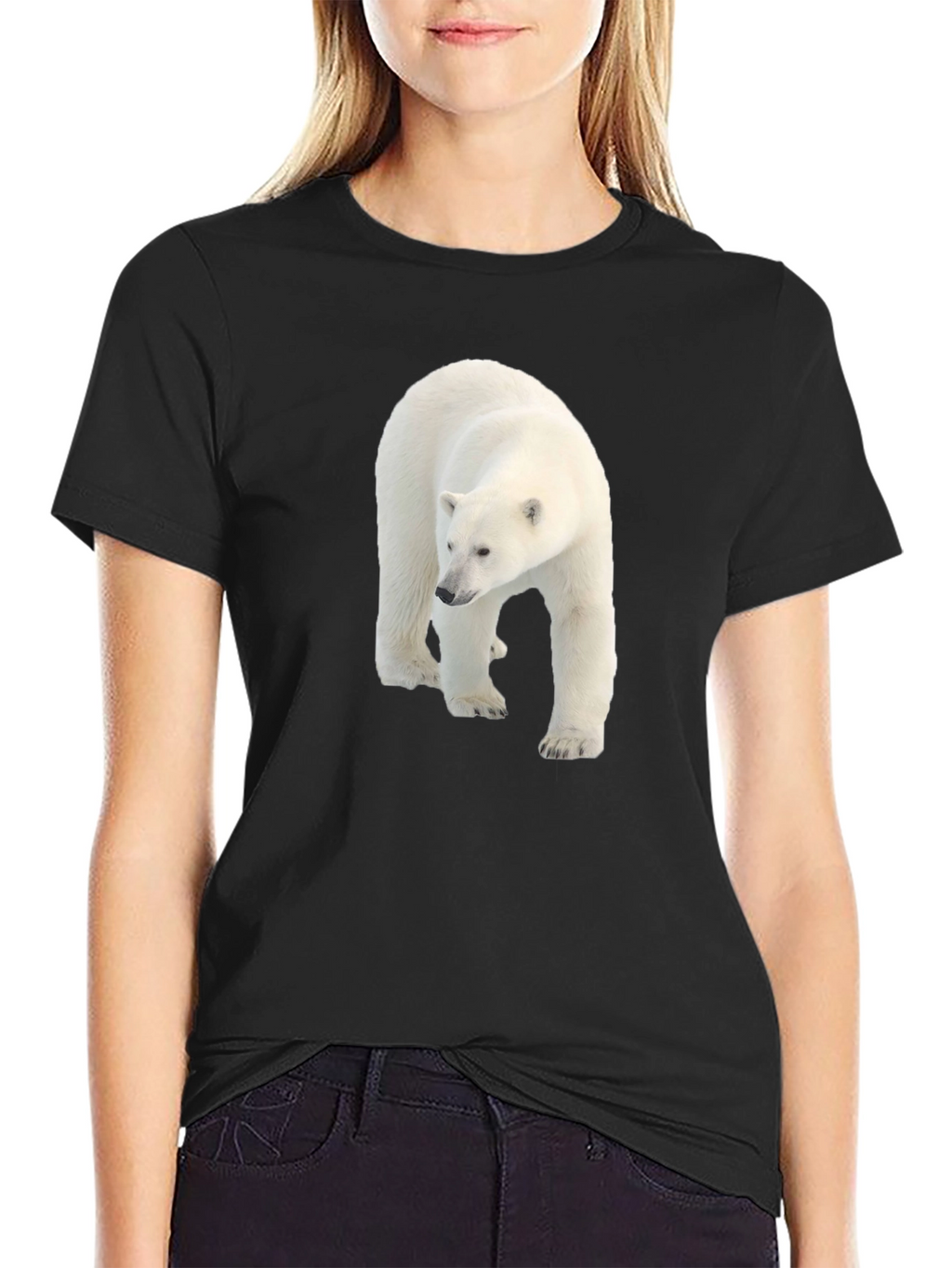 Polar Bear Graphic Black Tee - Eco Friendly
