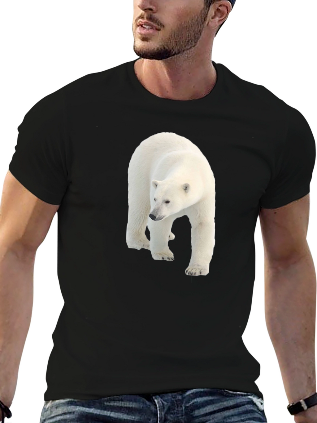 Polar Bear Graphic Black Tee - Eco Friendly