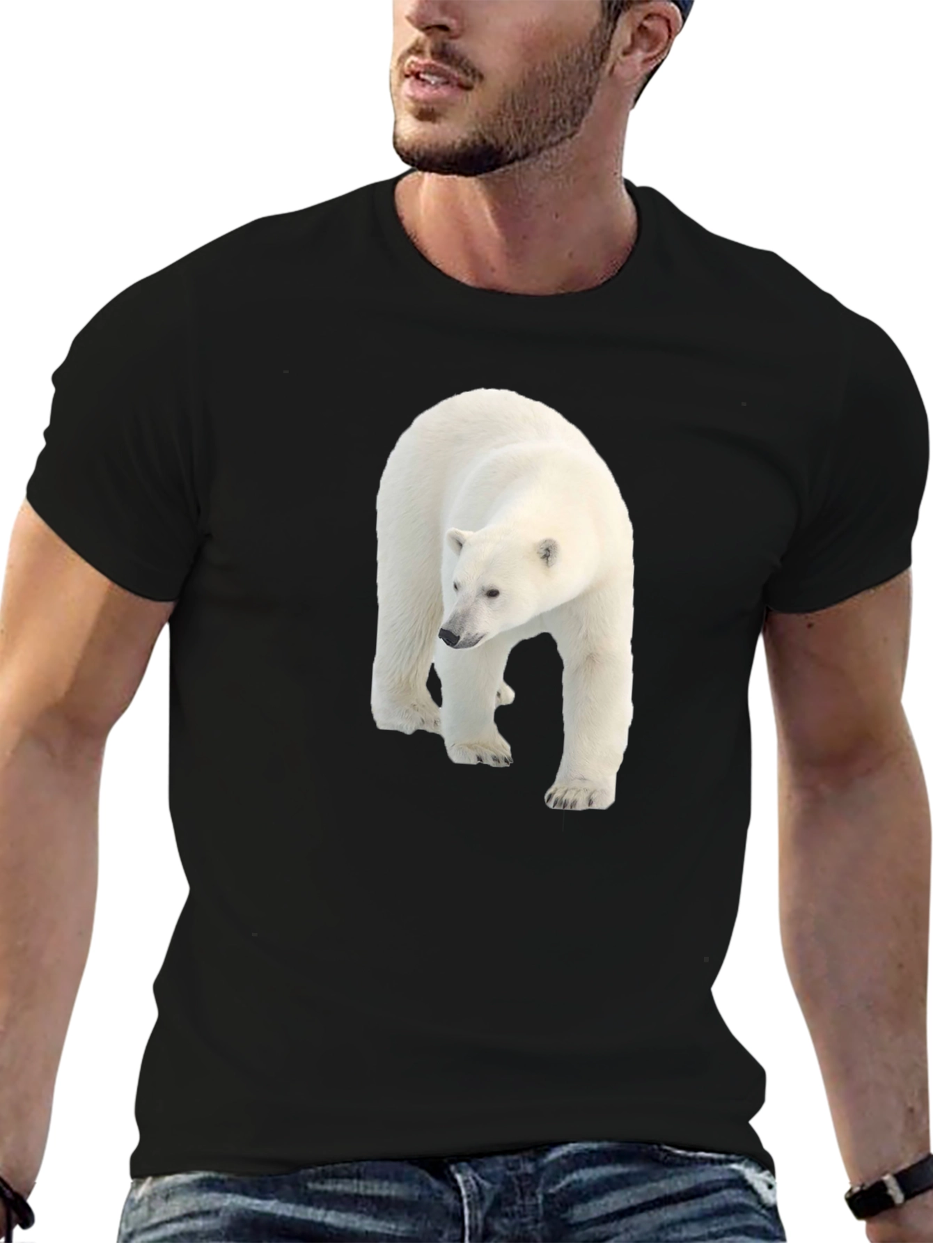 Polar Bear Graphic Black Tee - Eco Friendly