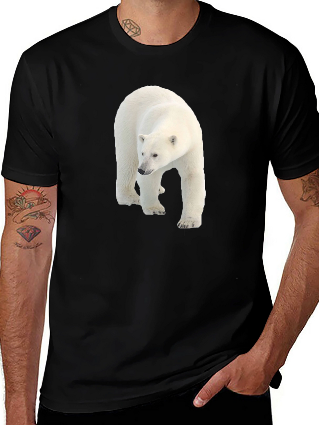 Polar Bear Graphic Black Tee - Eco Friendly