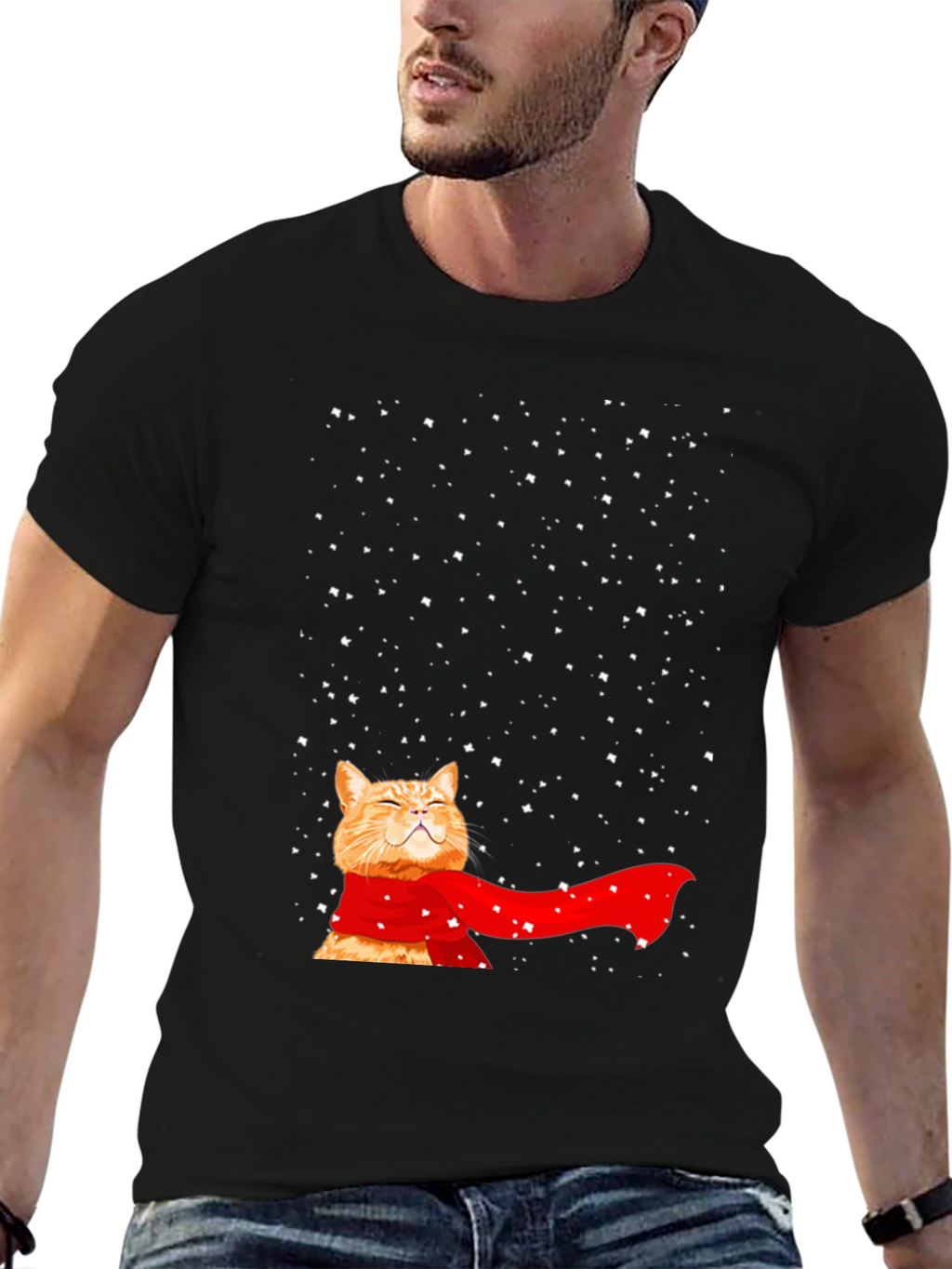 Winter Cat T-Shirt - Festive Feline Fun