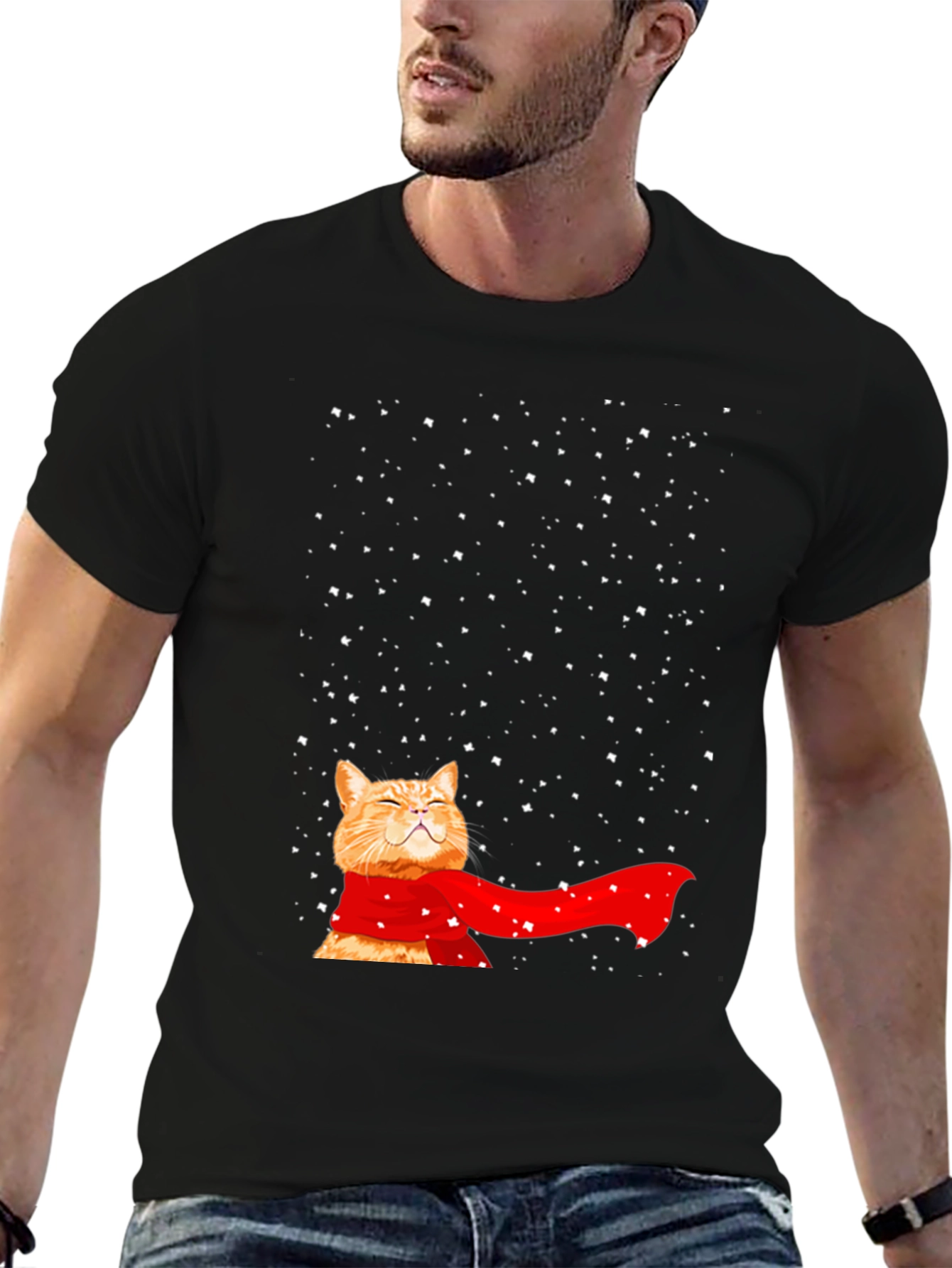 Winter Cat T-Shirt - Festive Feline Fun