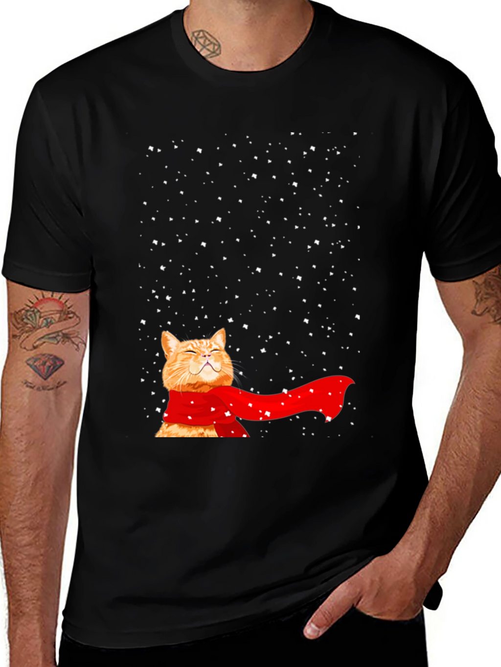 Winter Cat T-Shirt - Festive Feline Fun