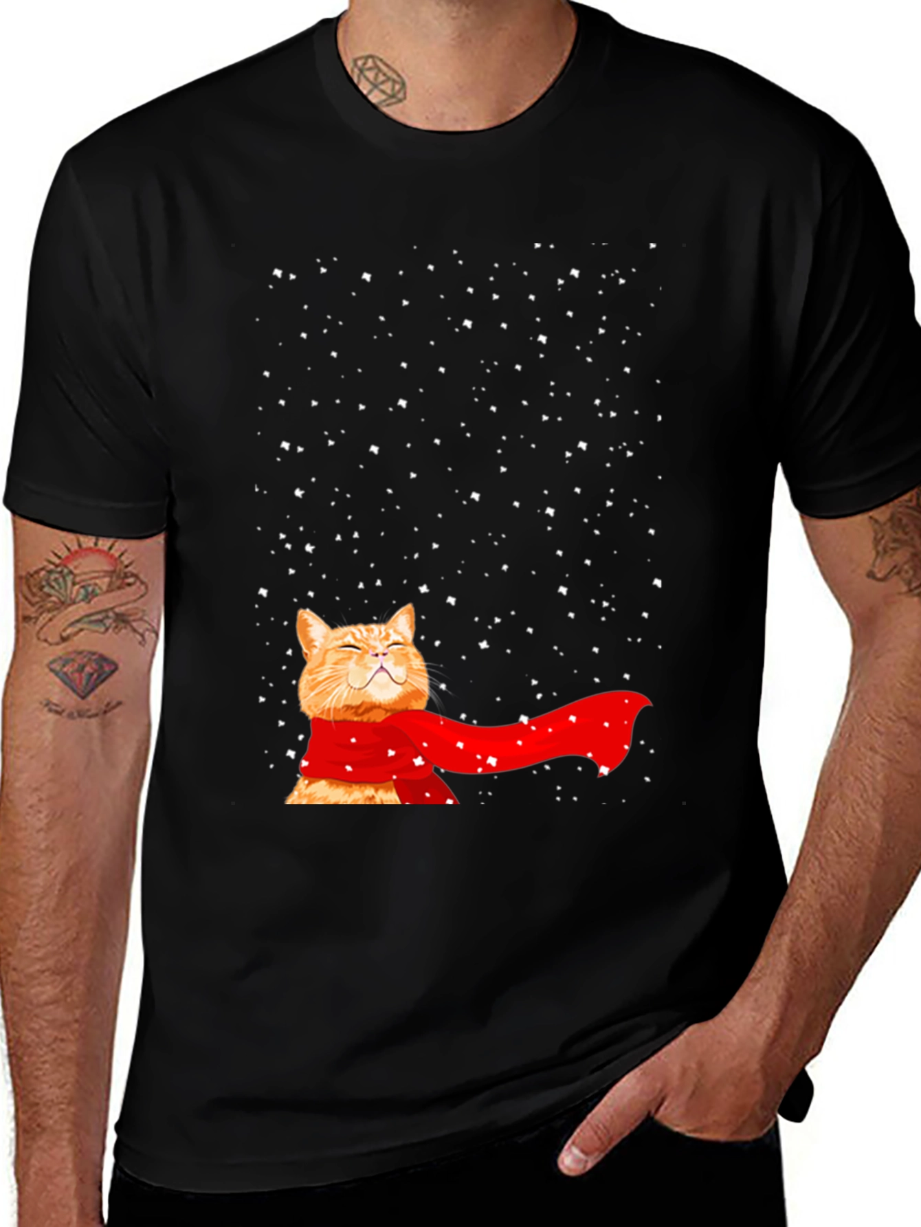 Winter Cat T-Shirt - Festive Feline Fun