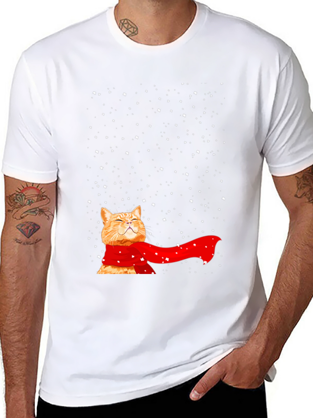 Winter Cat T-Shirt - Festive Feline Fun