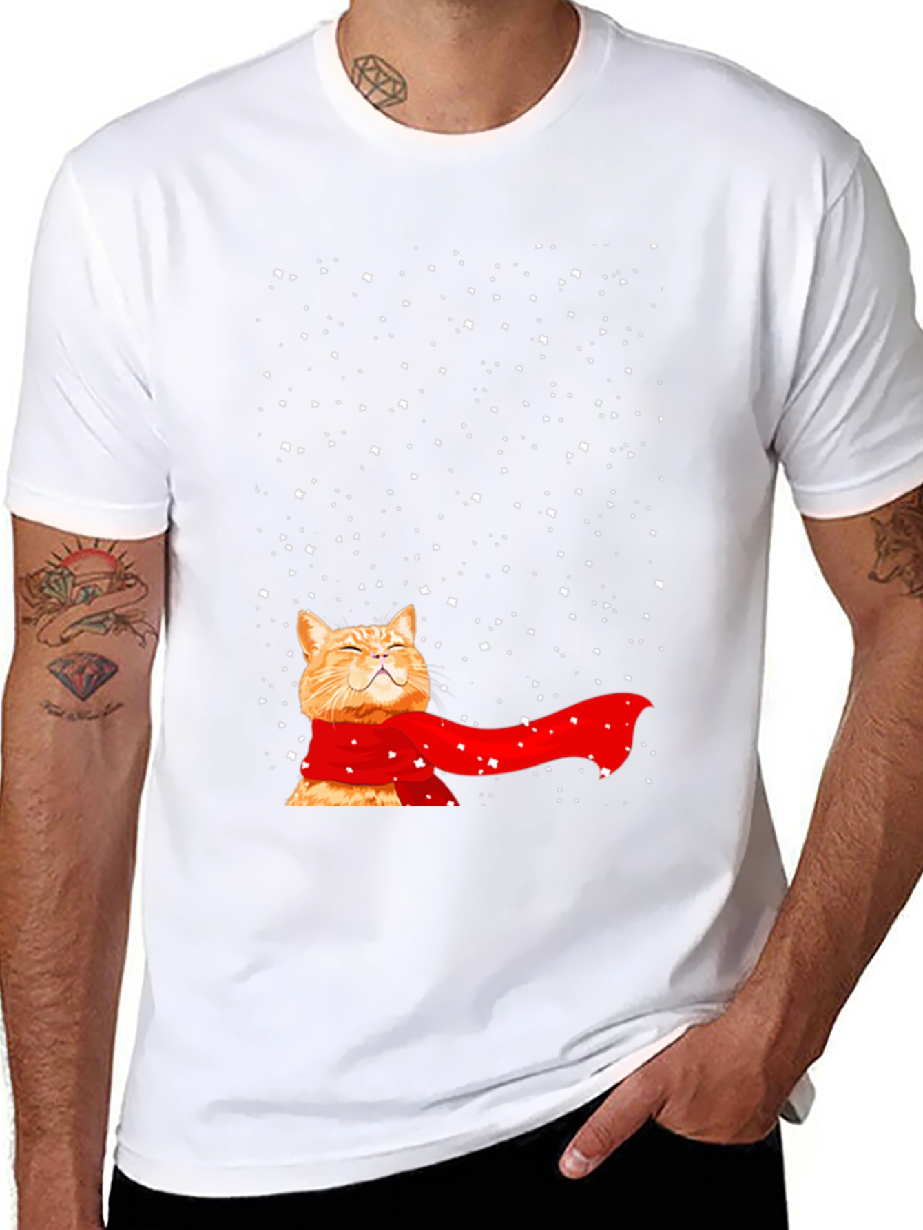 Winter Cat T-Shirt - Festive Feline Fun