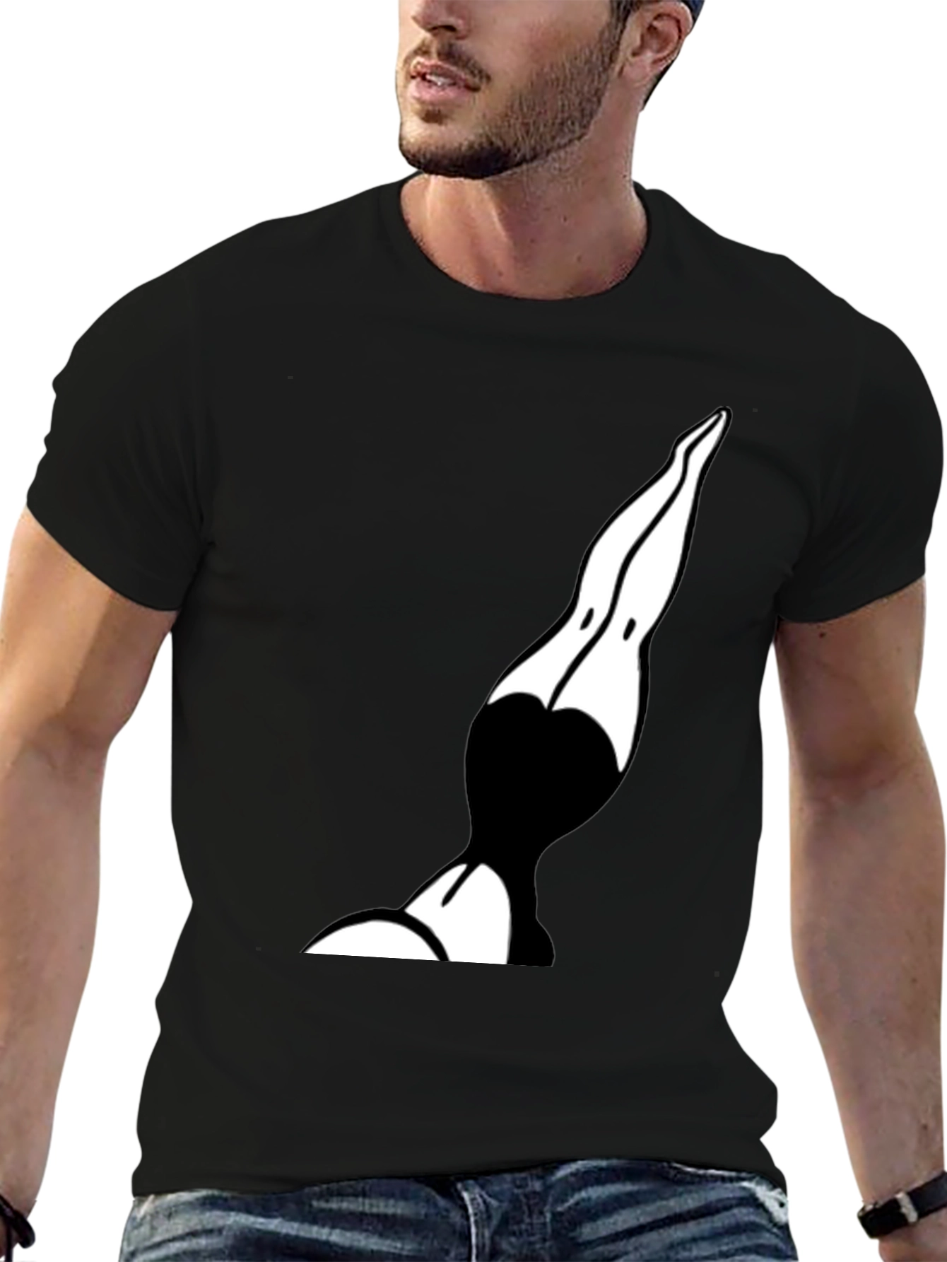 Black T-Shirt with Diver Graphic