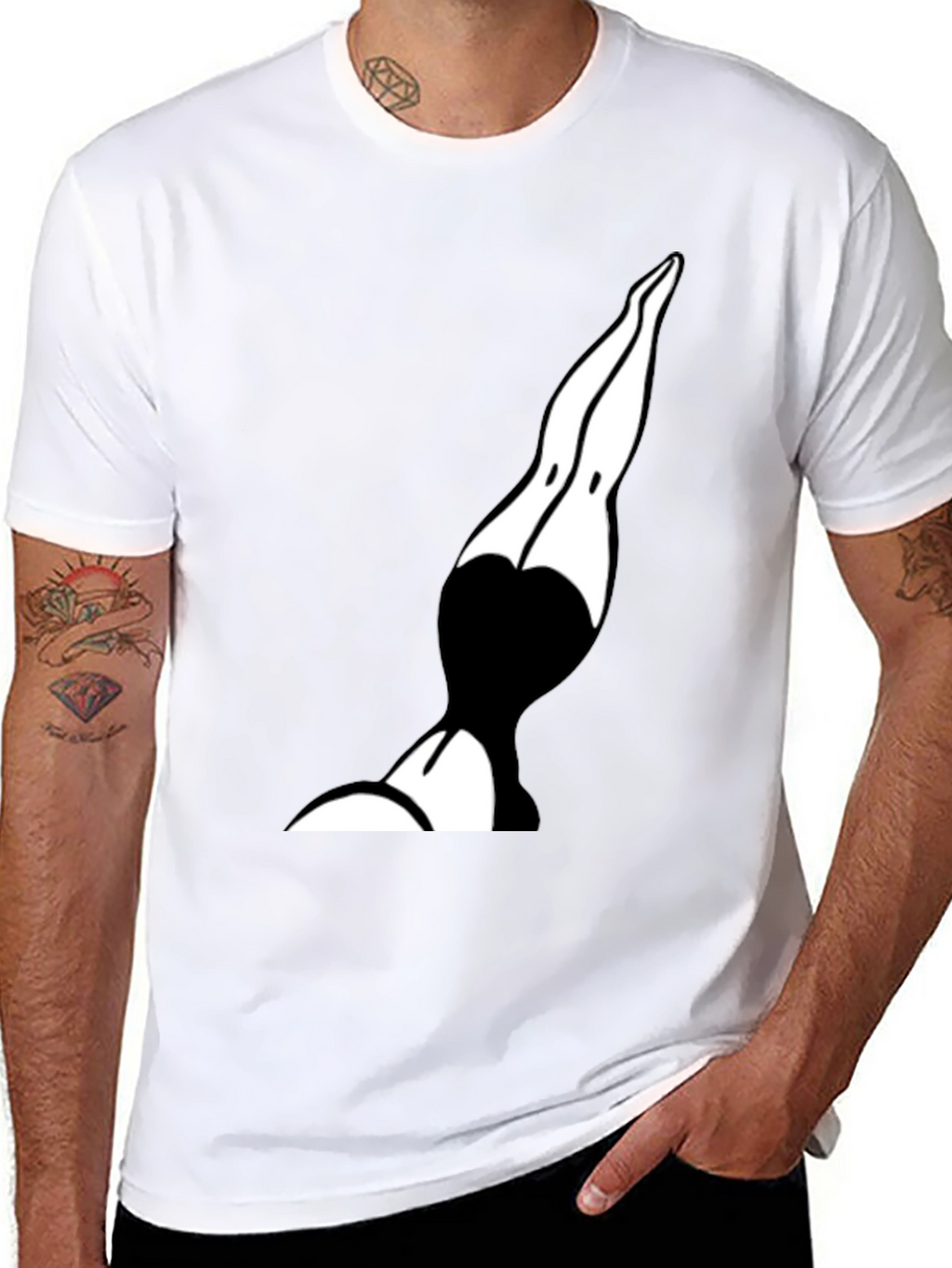 Black T-Shirt with Diver Graphic