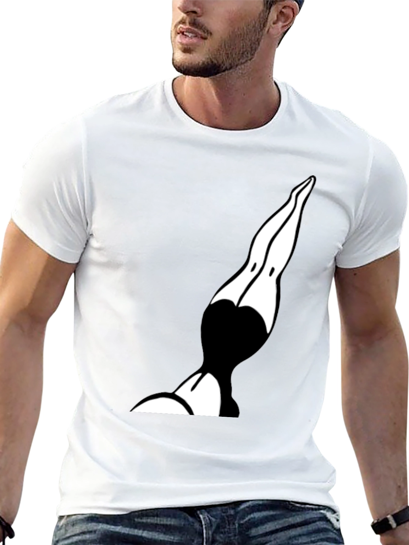 Black T-Shirt with Diver Graphic