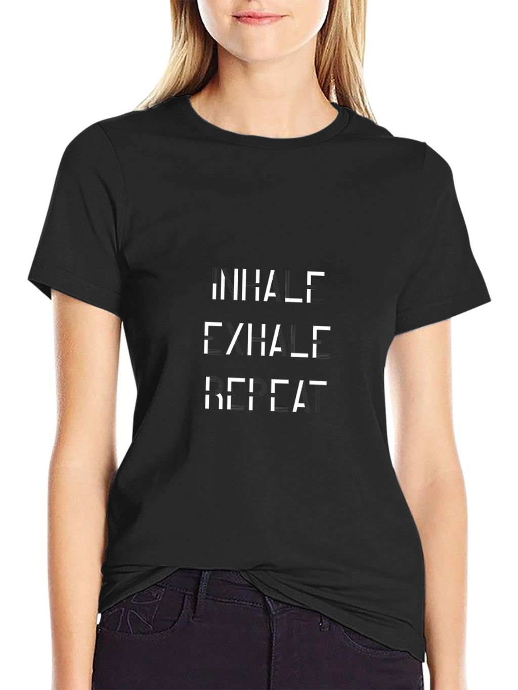 Minimalist Graphic Print T-Shirt - Black