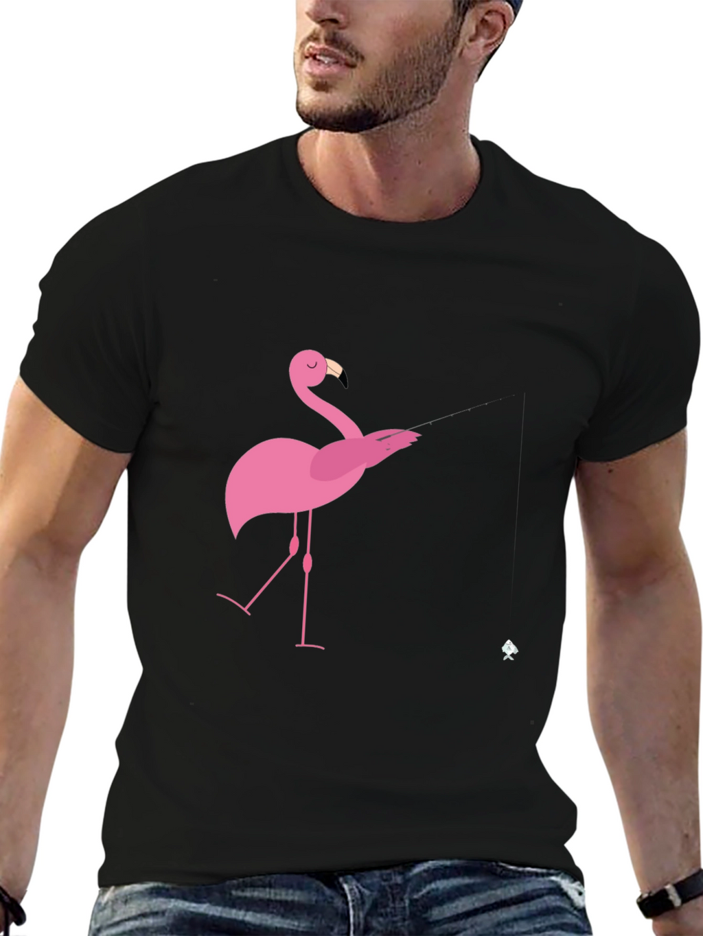 Mens Black Flamingo Graphic Tee