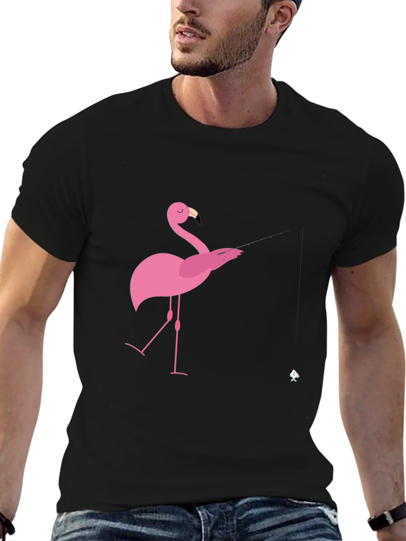 Mens Black Flamingo Graphic Tee