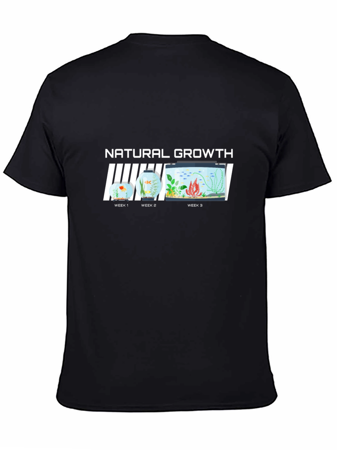Natural Growth Black T-Shirt - Fish Evolution Tee