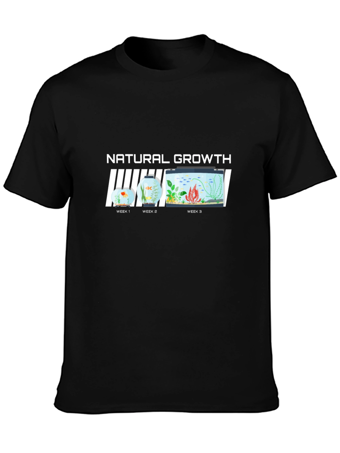 Natural Growth Black T-Shirt - Fish Evolution Tee