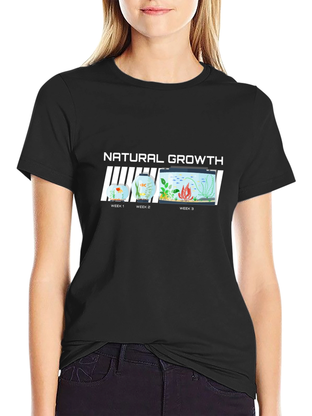 Natural Growth Black T-Shirt - Fish Evolution Tee