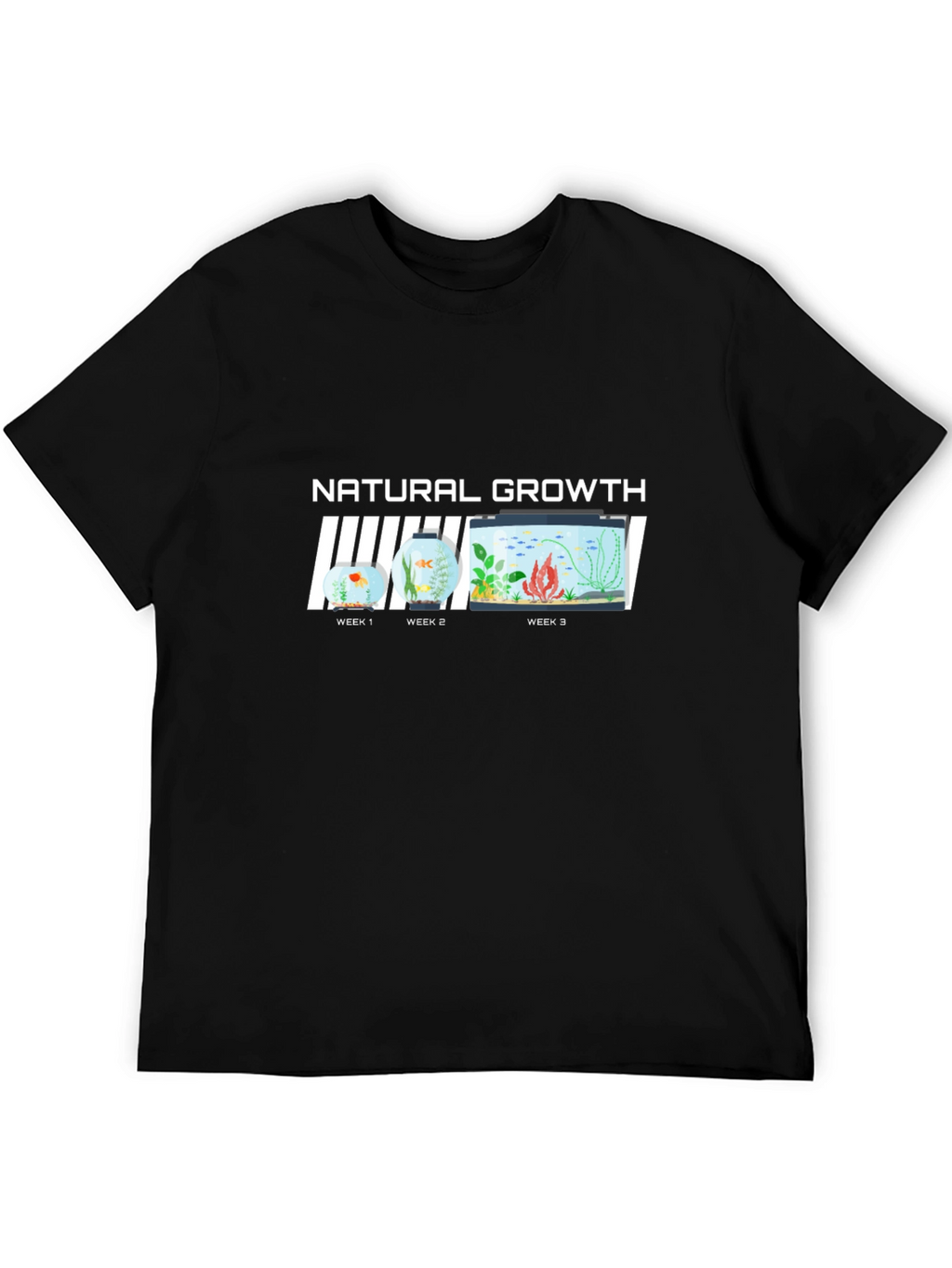 Natural Growth Black T-Shirt - Fish Evolution Tee