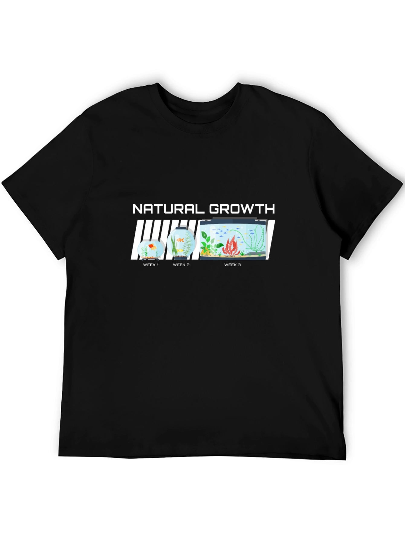 Natural Growth Black T-Shirt - Fish Evolution Tee