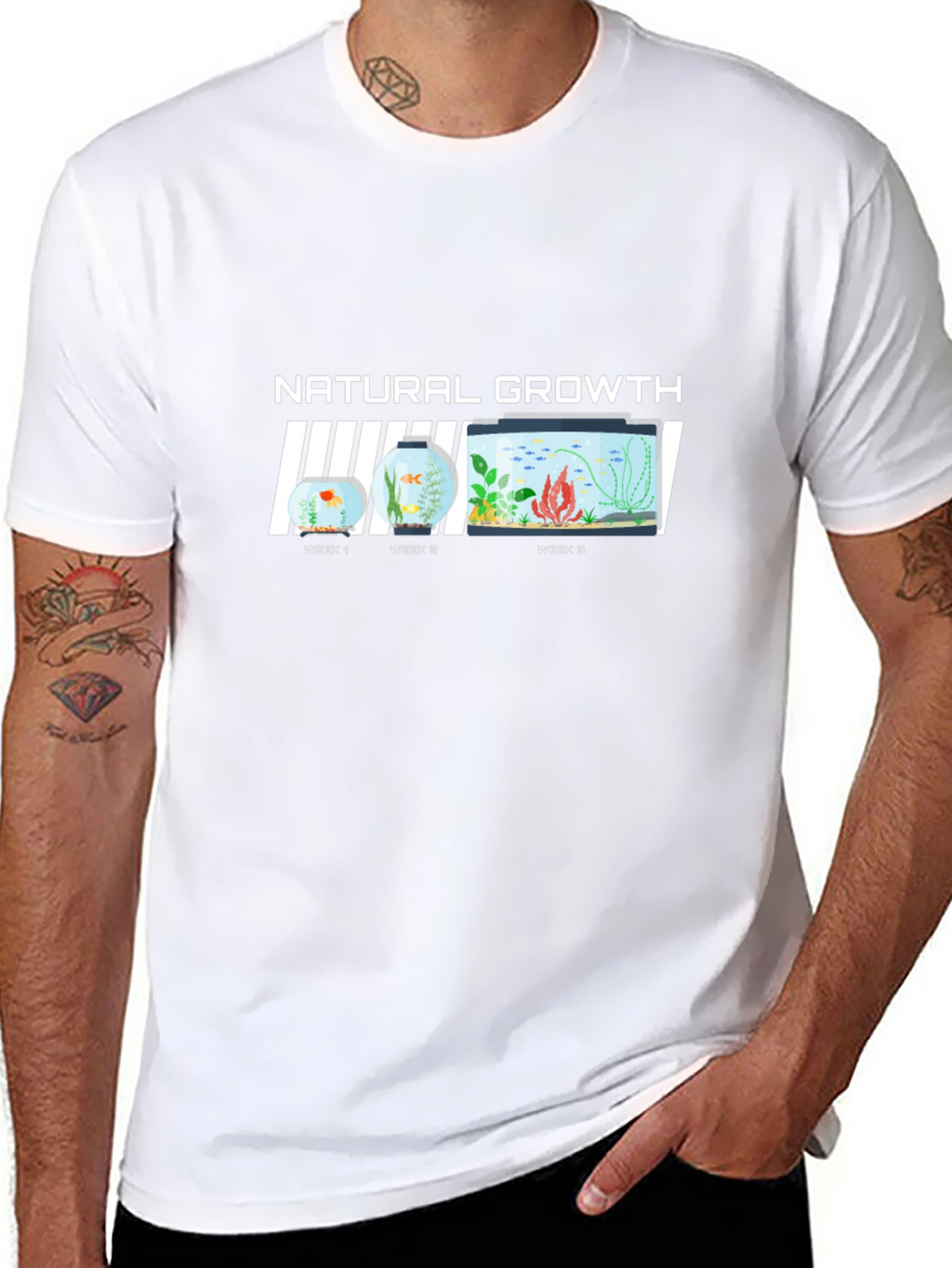 Natural Growth Black T-Shirt - Fish Evolution Tee