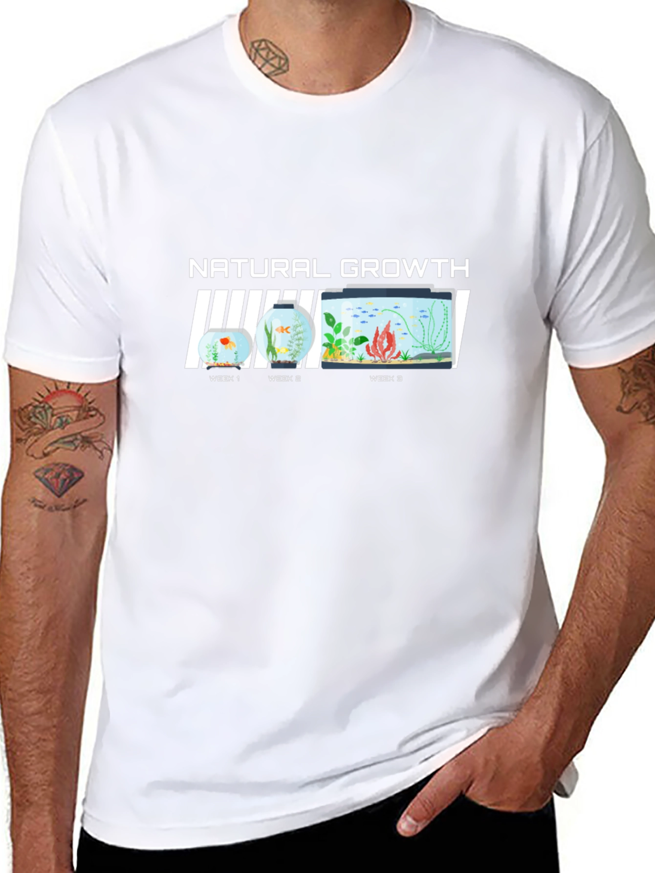 Natural Growth Black T-Shirt - Fish Evolution Tee