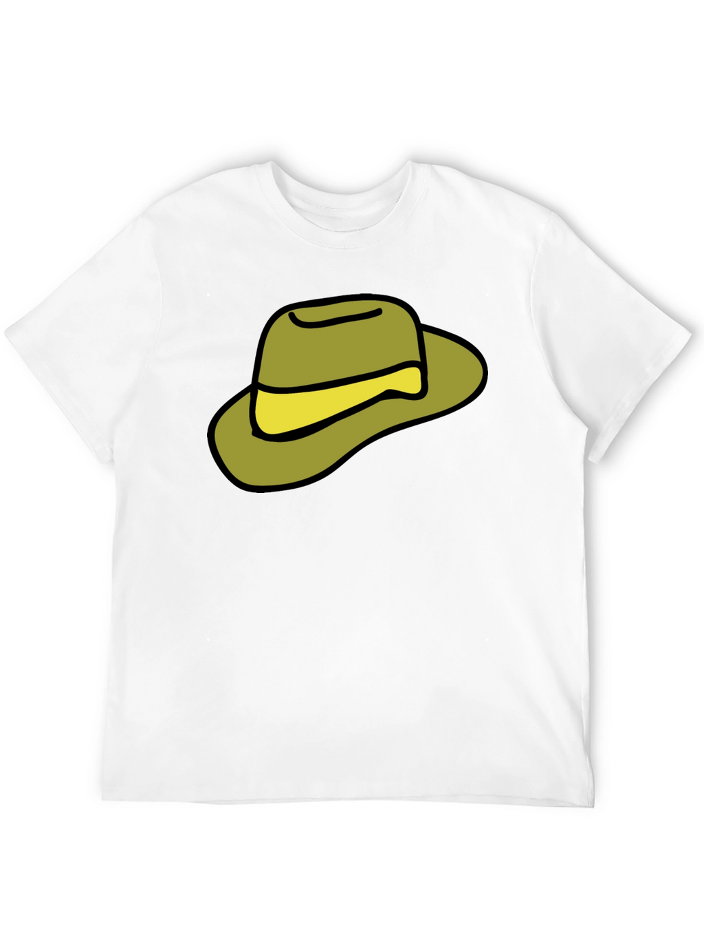 Cartoon Hat Graphic Tee - Casual Black T-Shirt