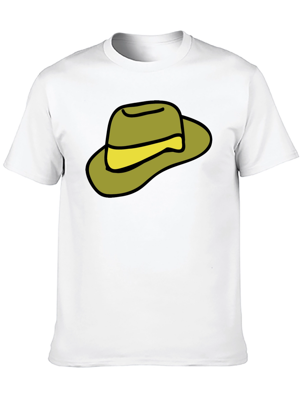 Cartoon Hat Graphic Tee - Casual Black T-Shirt