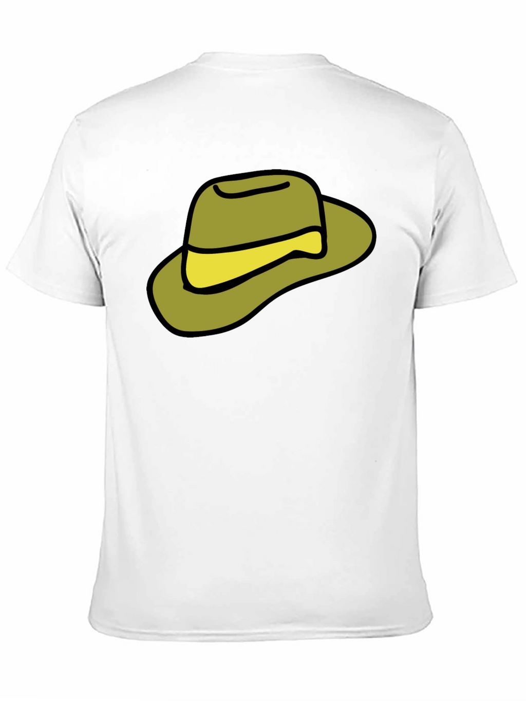 Cartoon Hat Graphic Tee - Casual Black T-Shirt
