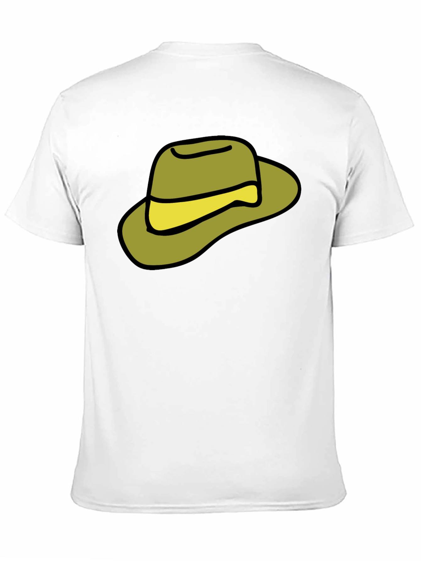 Cartoon Hat Graphic Tee - Casual Black T-Shirt