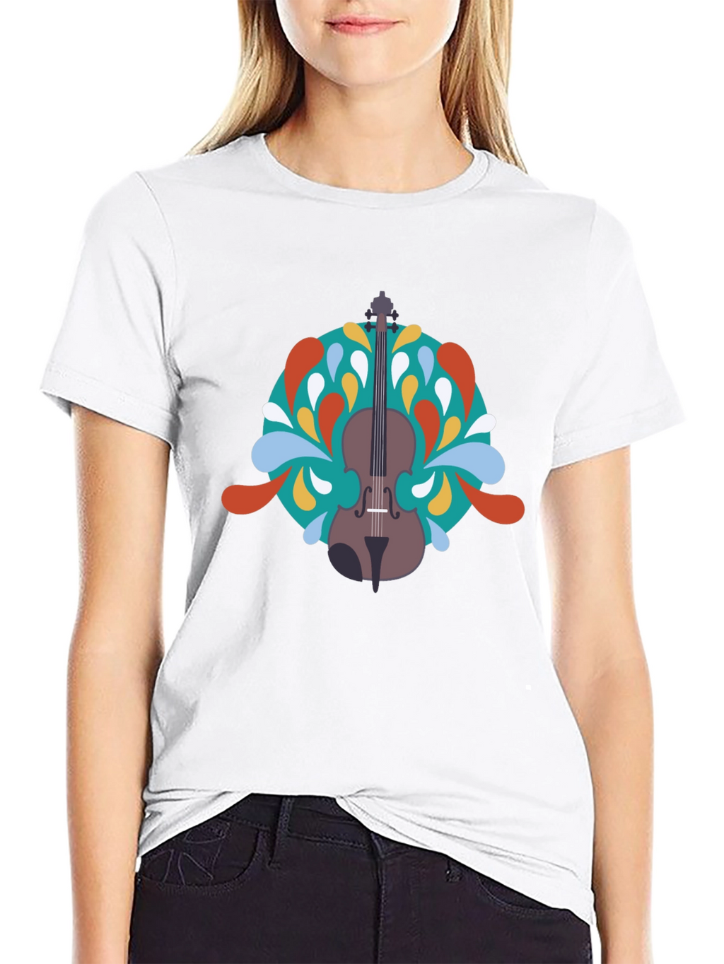 Violin Graphic Black T-Shirt - Music Lover Tee