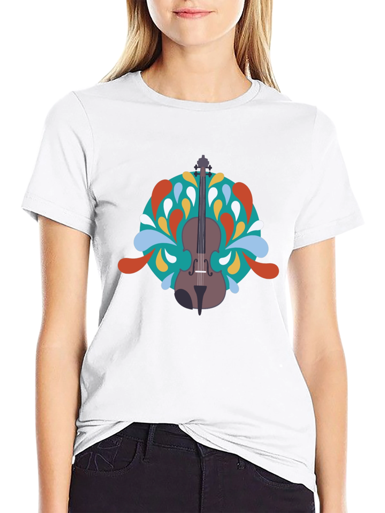 Violin Graphic Black T-Shirt - Music Lover Tee