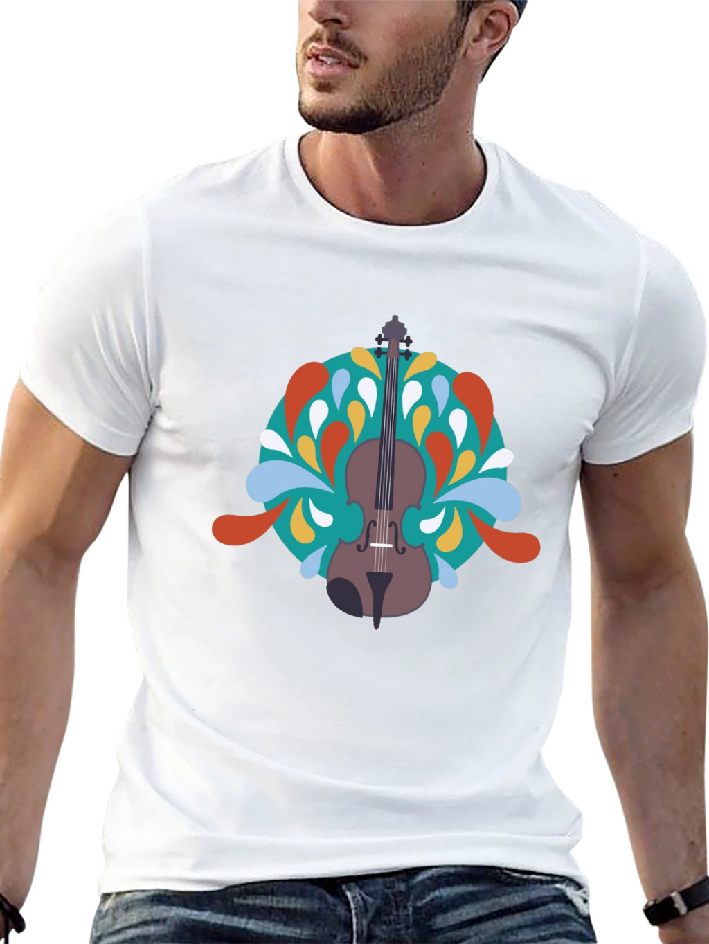 Violin Graphic Black T-Shirt - Music Lover Tee