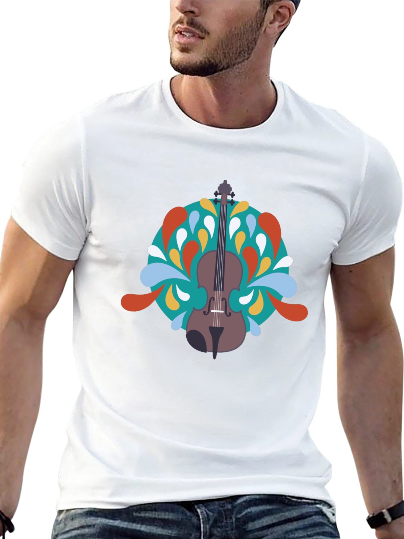 Violin Graphic Black T-Shirt - Music Lover Tee