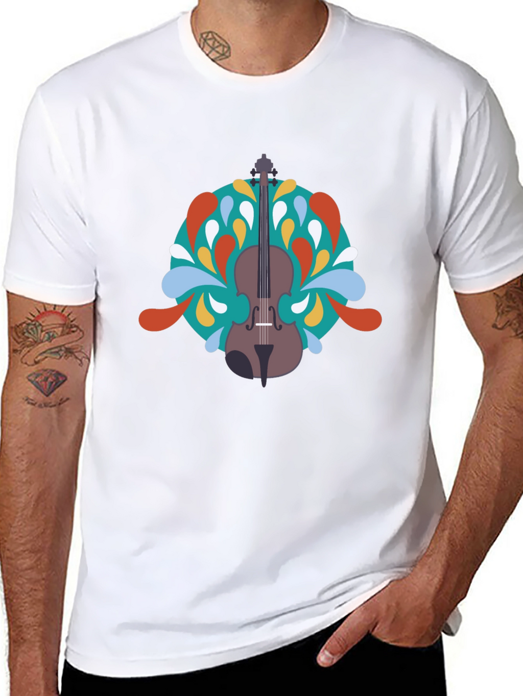 Violin Graphic Black T-Shirt - Music Lover Tee