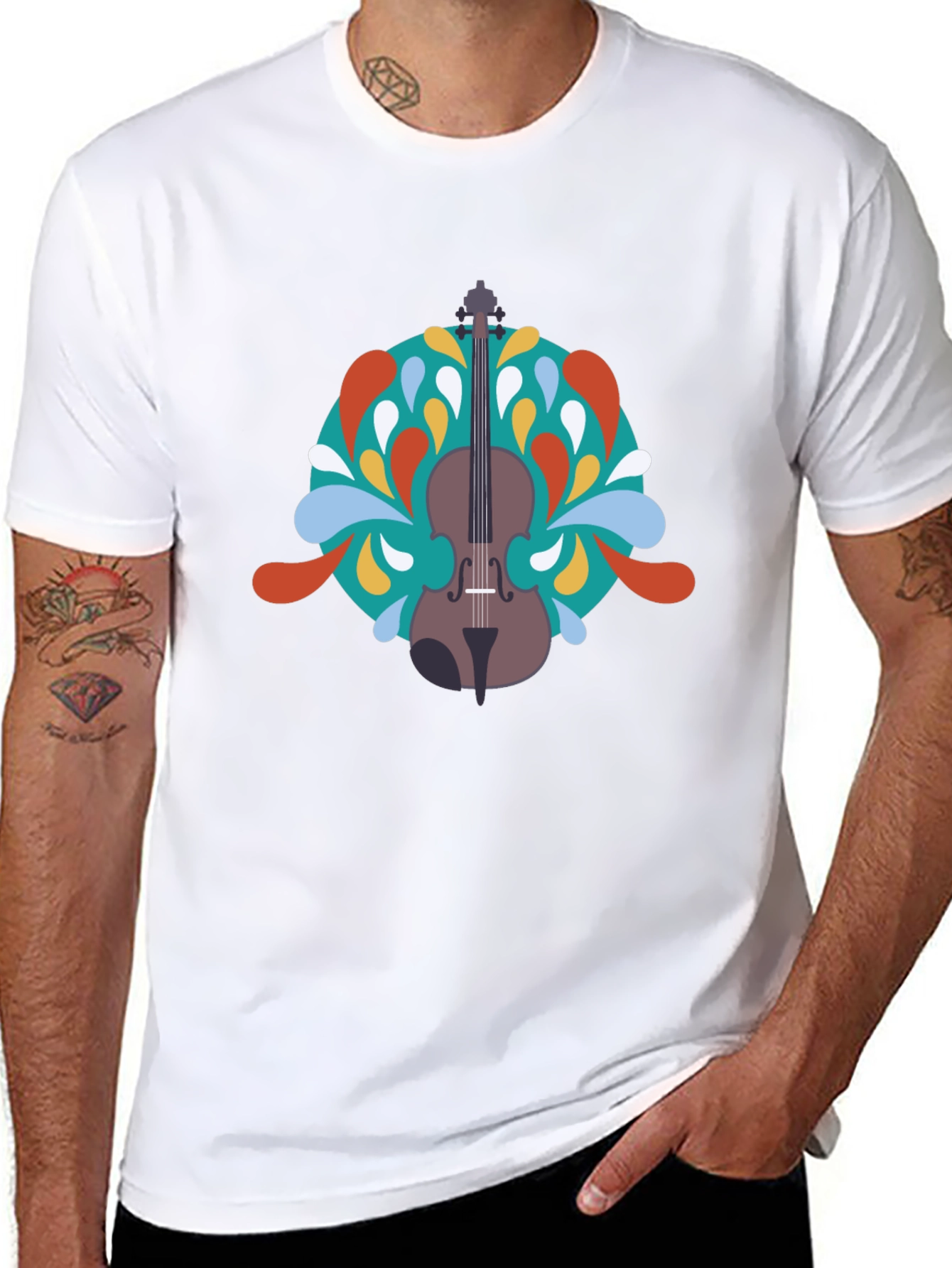 Violin Graphic Black T-Shirt - Music Lover Tee