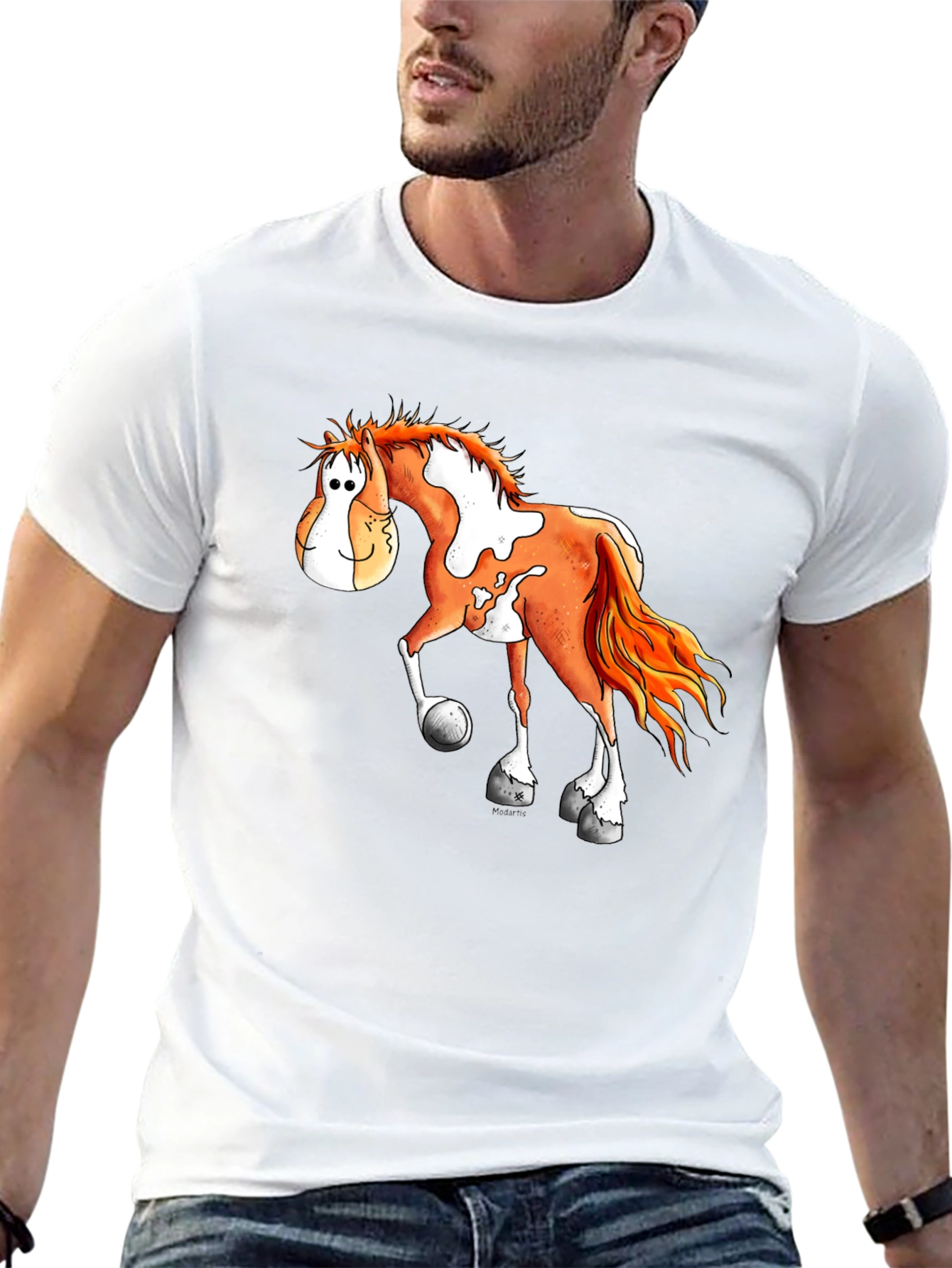Cartoon Horse Graphic Tee - Black T-Shirt