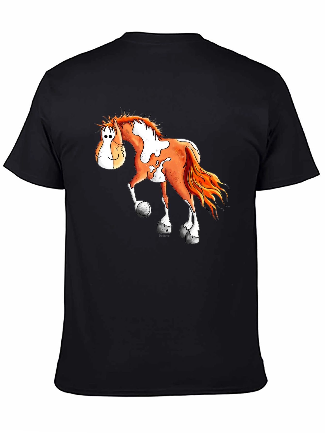 Cartoon Horse Graphic Tee - Black T-Shirt