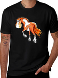 Cartoon Horse Graphic Tee - Black T-Shirt