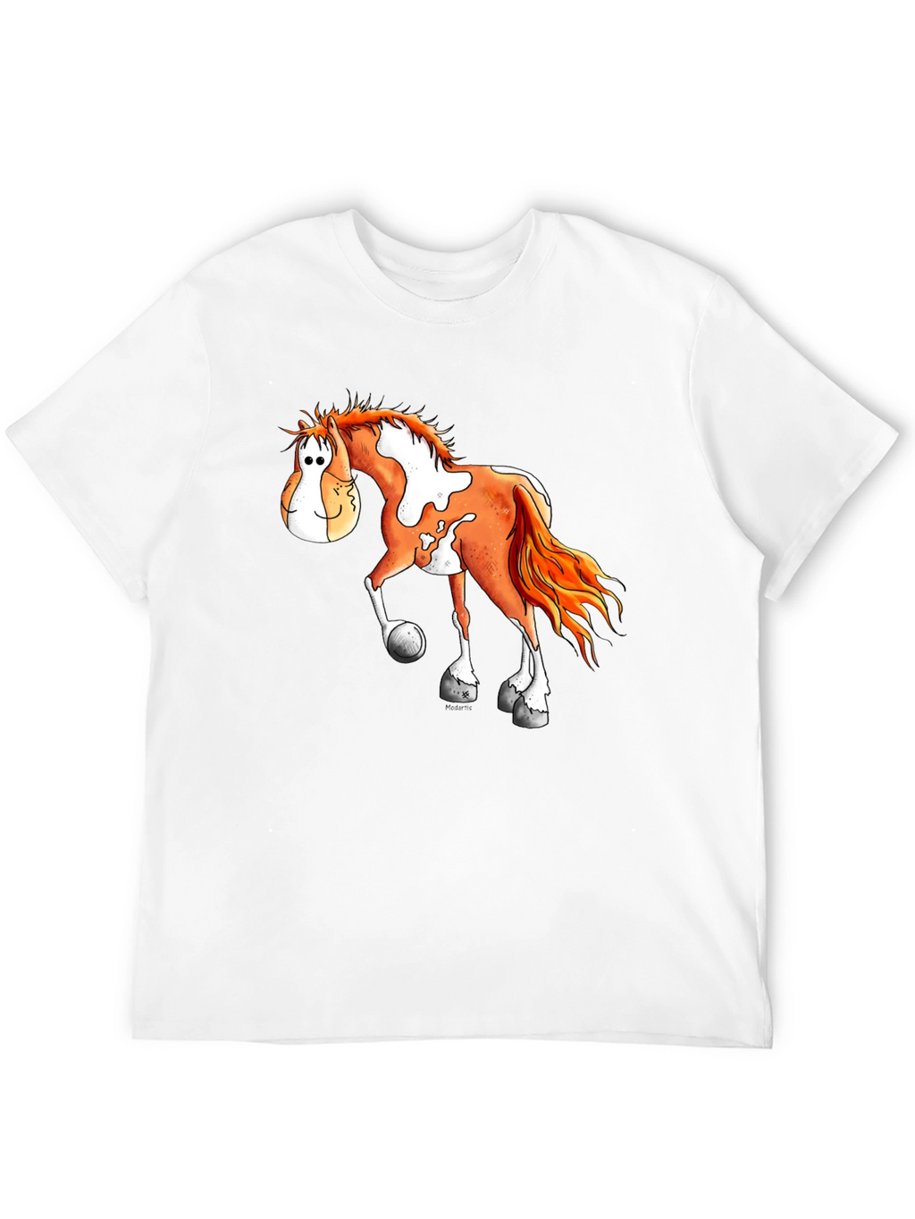 Cartoon Horse Graphic Tee - Black T-Shirt