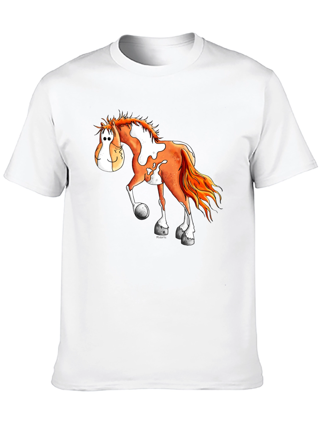 Cartoon Horse Graphic Tee - Black T-Shirt