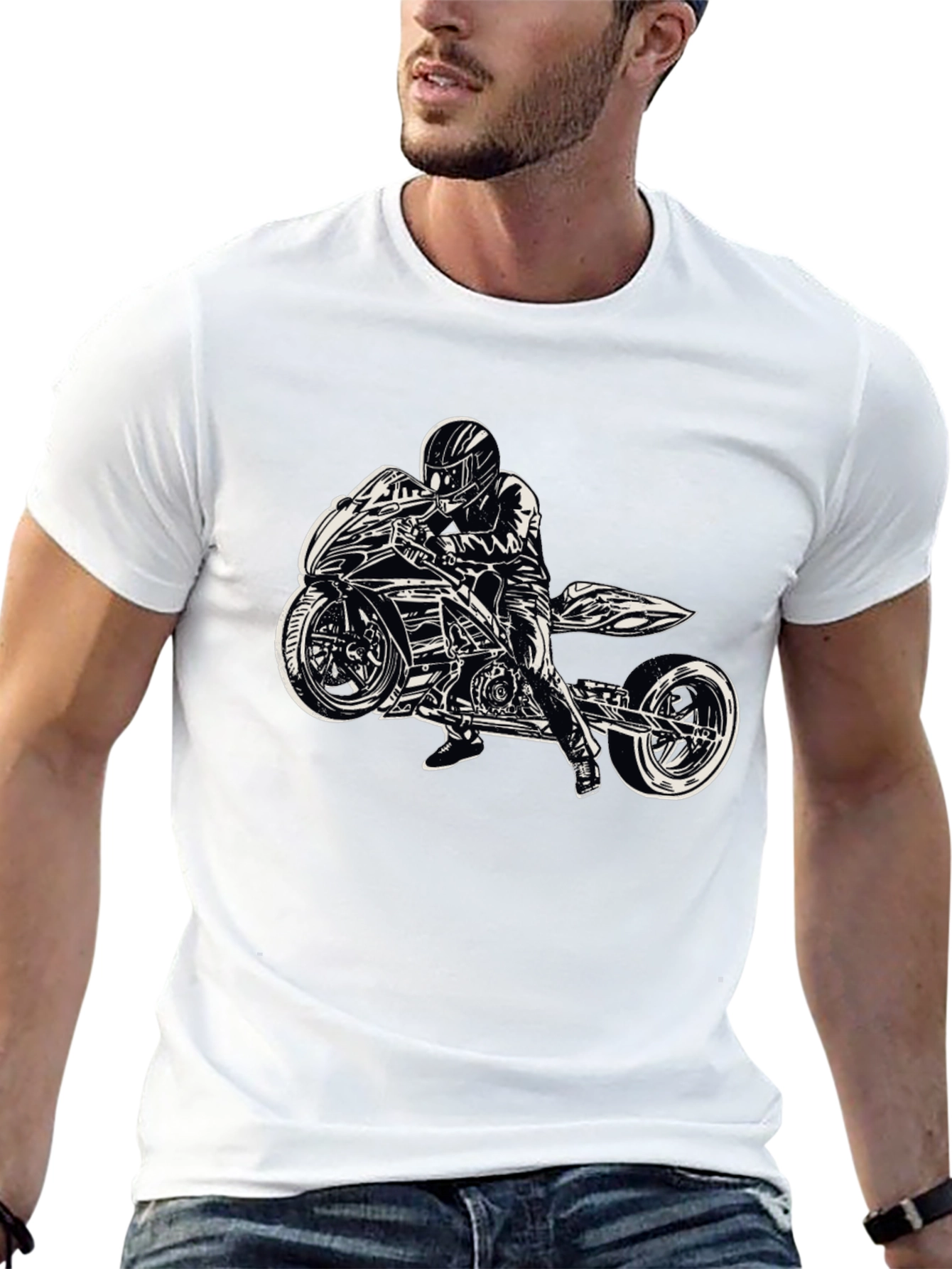 Motorcycle Rider Graphic Black T-Shirt