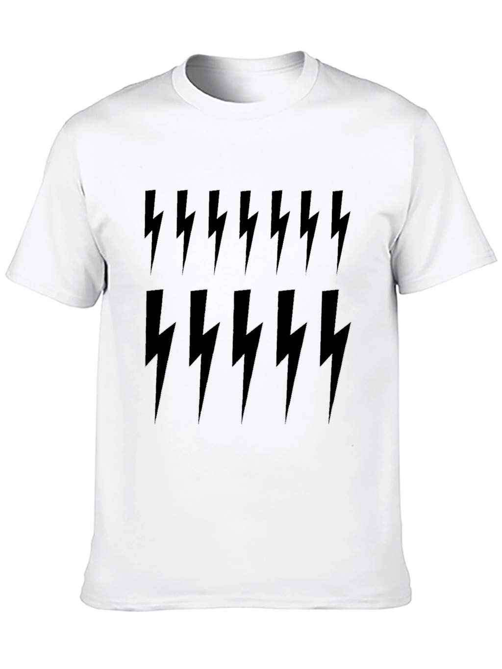 Lightning Bolt Print Tee - Black Cotton Casual